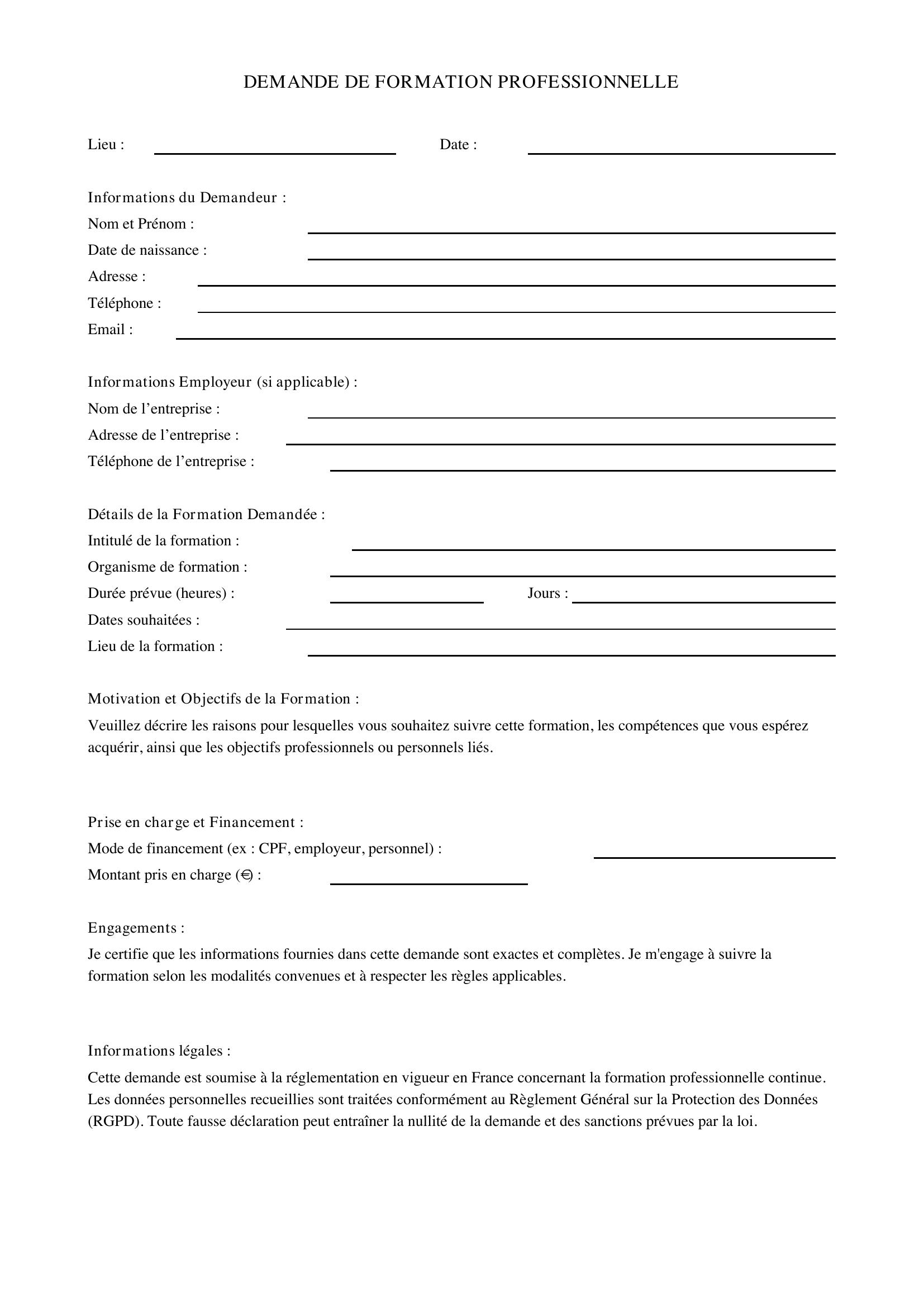 Demande De Formation