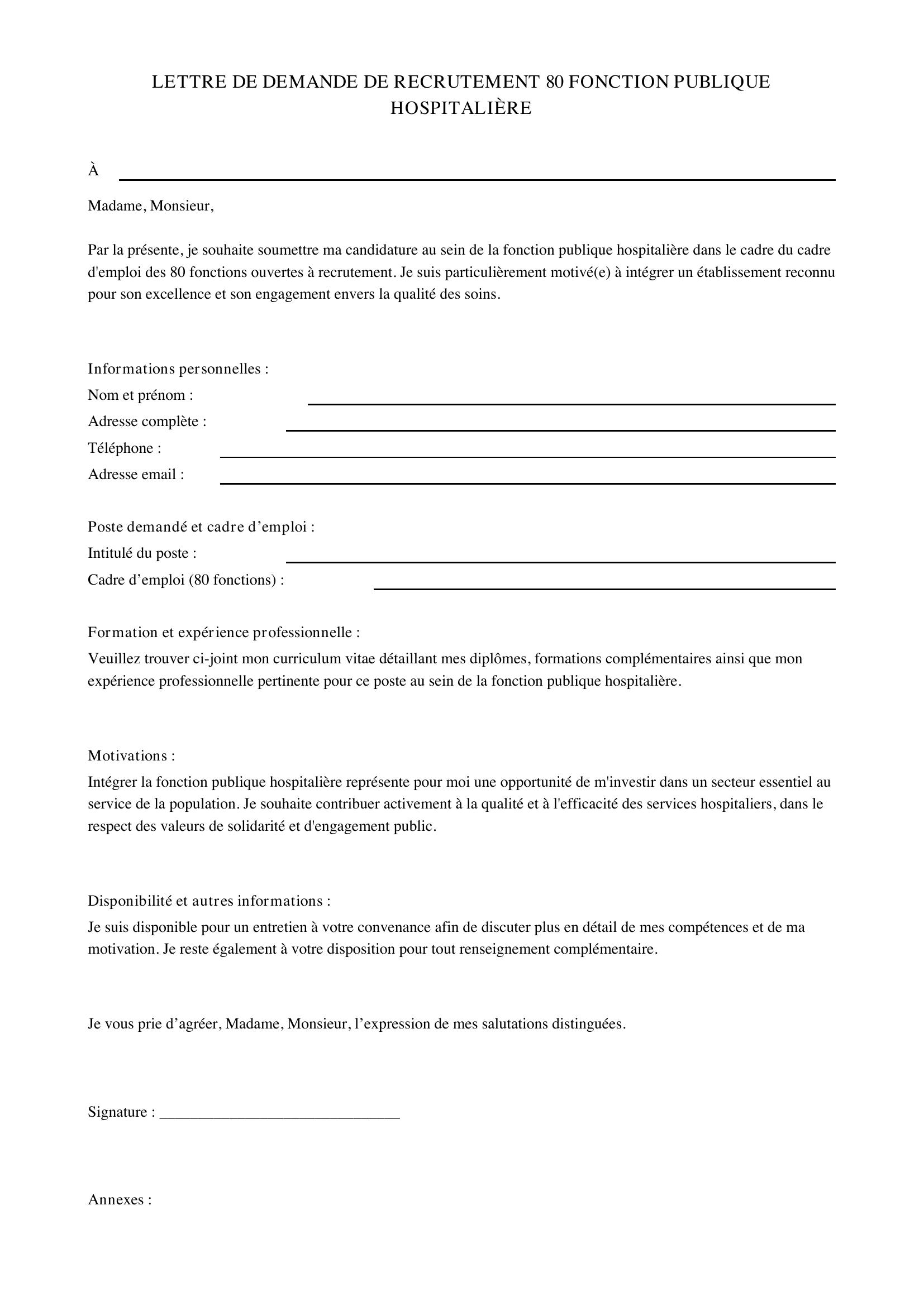 Lettre Demande 80 Fonction Publique Hospitalière